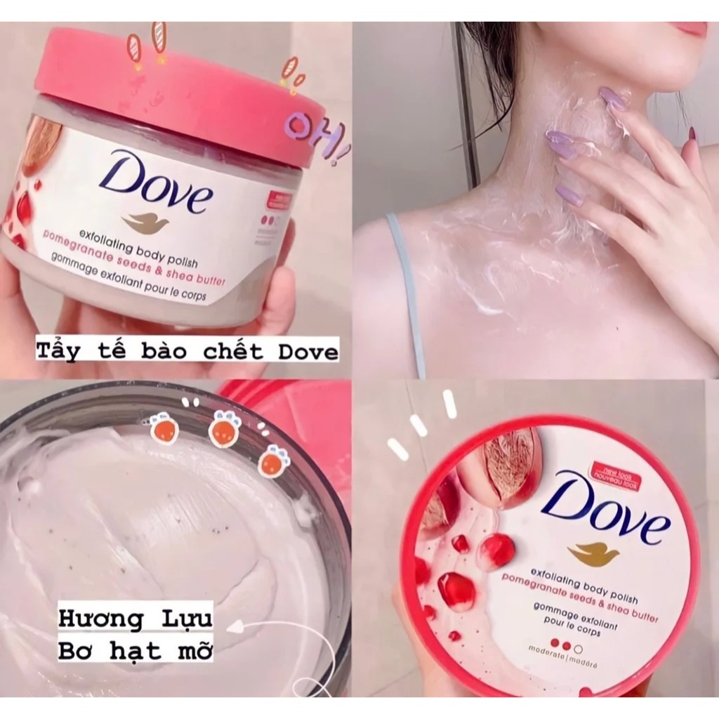 Tẩy Da Chết Dove Exfoliating Body Polish, Tẩy Tế Bào Chết Body Dove Toàn Thân Bản Mỹ 298g