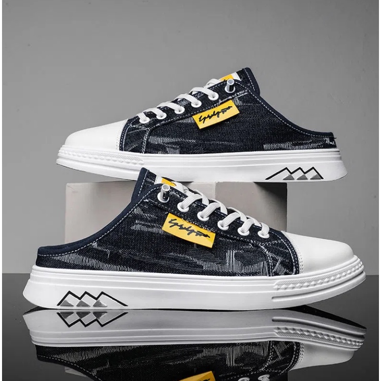 Giày lười vải canvas thoáng khí không gót thời trang mùa hè cho nam