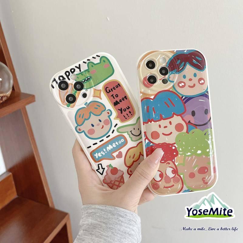 Ốp lưng điện thoại hình trẻ em Graffiti dễ thương cho iPhone 14 12 13 11 Pro Max 6 6s 7 8 Plus X Xs Max XR TPU