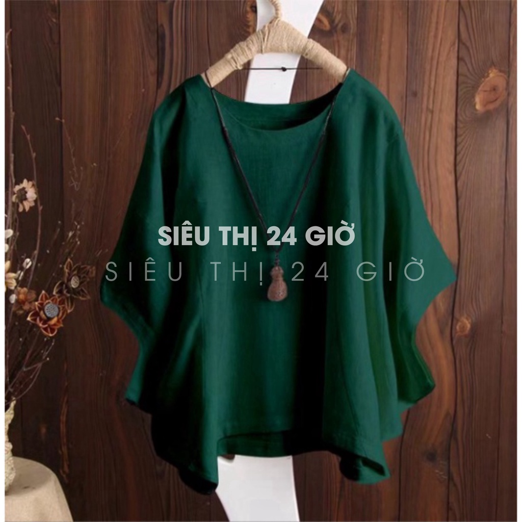 Áo kiểu cánh dơi trung niên Siêu thị 24 giờ form rộng bigsize giấu bụng che khuyết điểm AKH.36