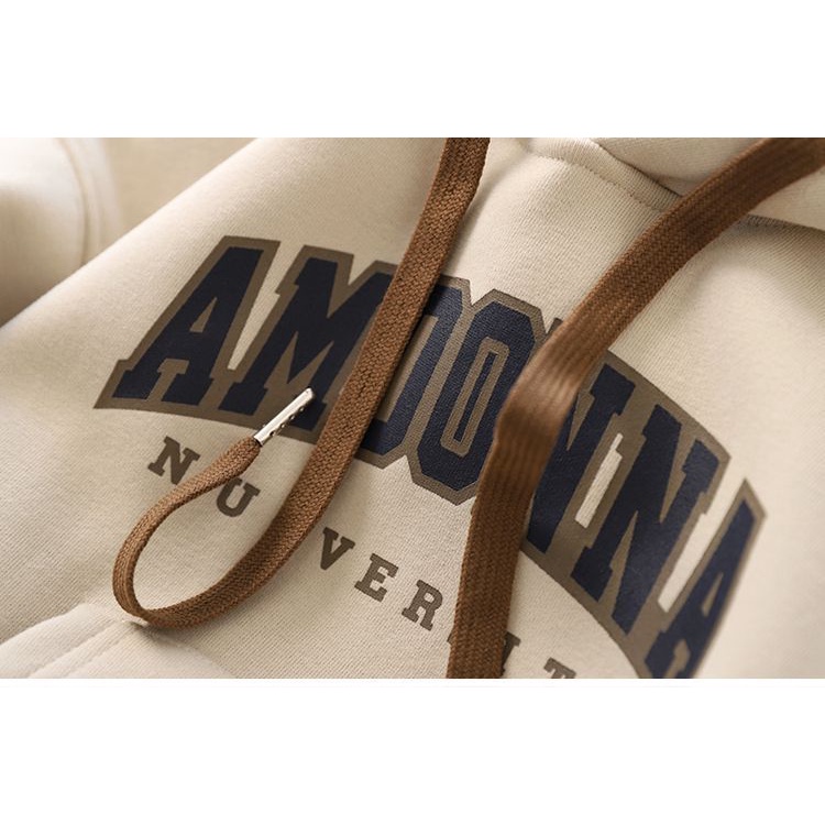 Áo Hoodie Vải Lông Cừu Dáng Rộng In Họa Tiết Đa Năng Thời Trang Thu Đông Cho Nam