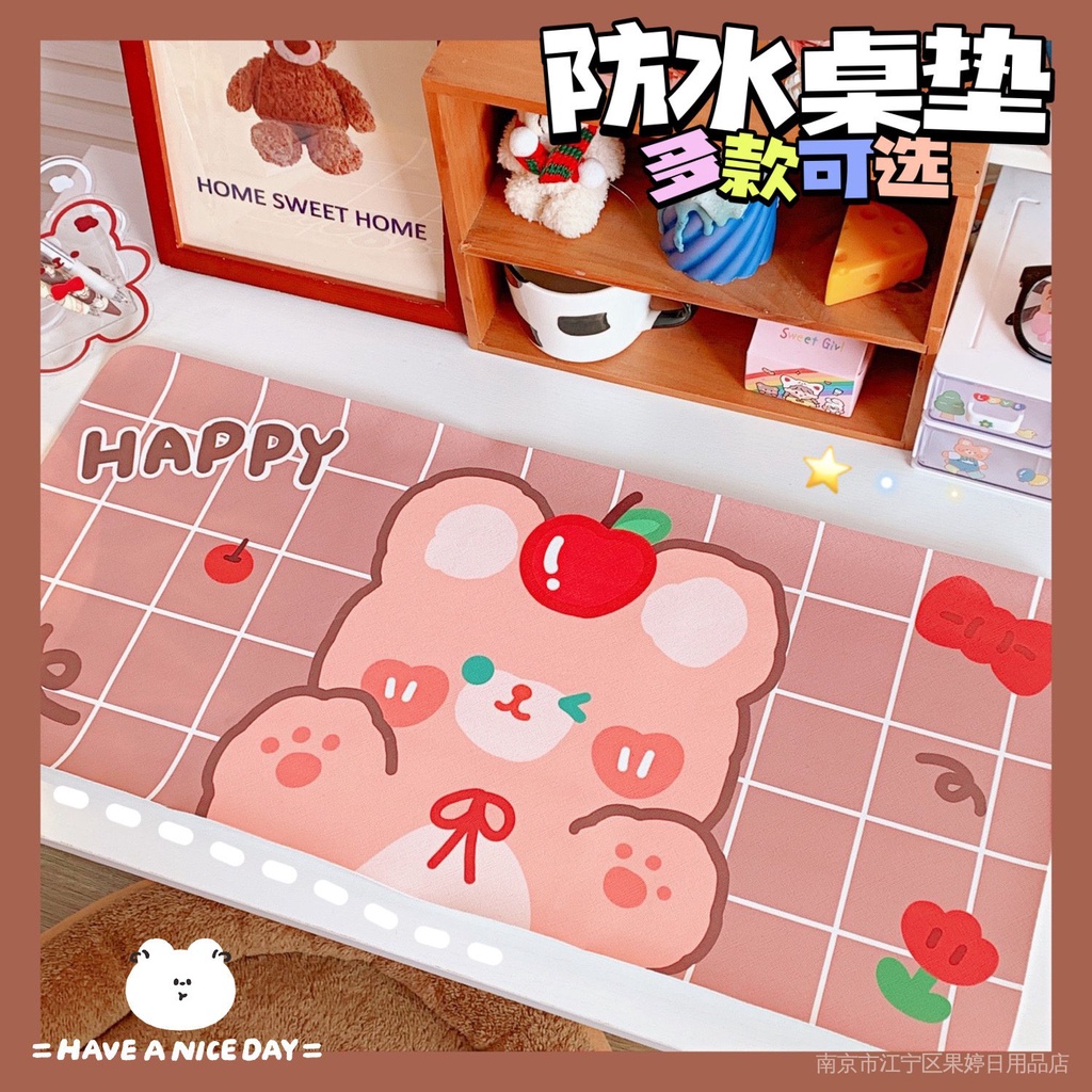 Tấm Lót Chuột Và Bàn Phím Máy Tính Họa Tiết Thỏ / Gấu Hoạt Hình Dễ Thương Trang Trí Bàn Ăn