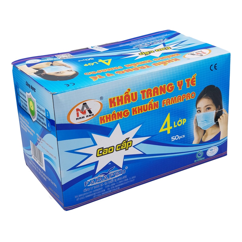 Khẩu trang y tế 4 lớp kháng khuẩn lọc bụi