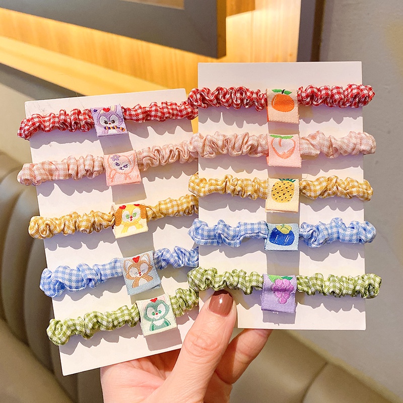 ※NOON※1pc Random Băng Đô Cài Tóc Cao Su Họa Tiết Kẻ Sọc Phong Cách Hàn Quốc Ngẫu Nhiên