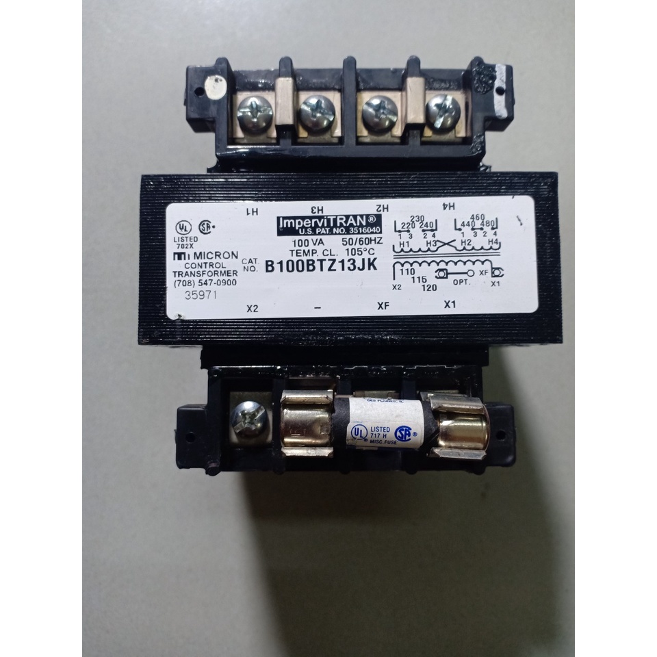 Biến áp cách li vào 380/220v ra 110v 100VA Biến áp điều khiển Micron IMPERVITRAN B100BTZ13JK 100va,