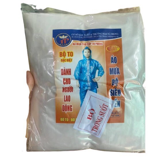 Bộ quần áo đi mưa trong suốt chất liệu nhựa bền đẹp