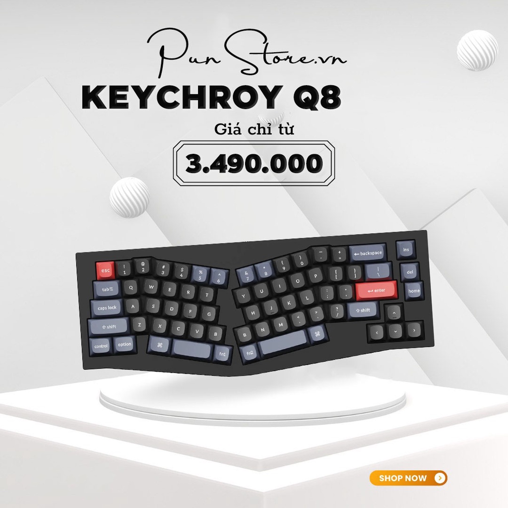 Bàn phím cơ custom keychron Q8 (ALICE LAYOUT) (Gasket Mount / RGB / Hotswap )