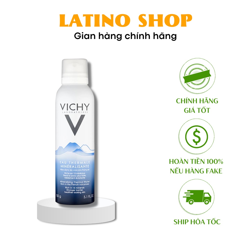 Xịt khoáng Vichy Mineralizing Thermal Water 150ml/ 300ml, cấp ẩm và khoáng chất cần thiết cho da - Latino Shop