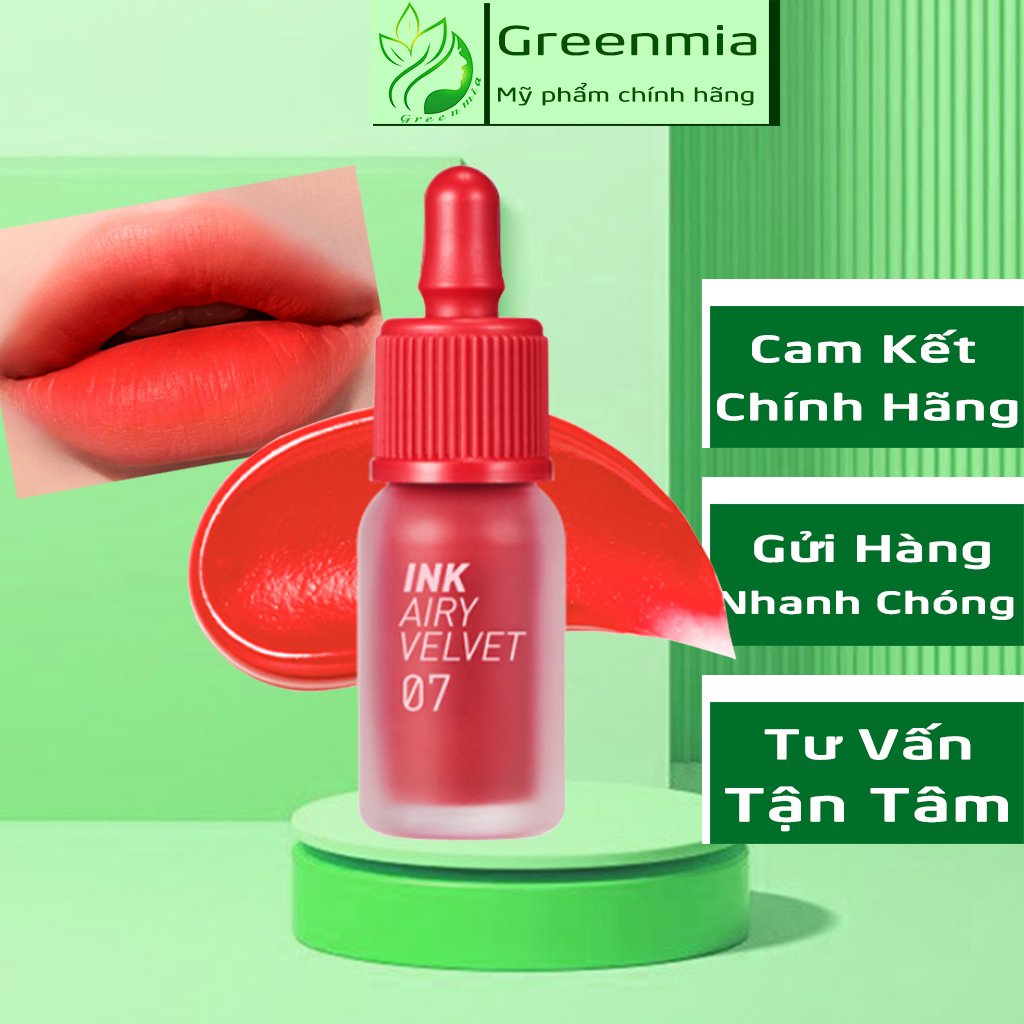 Son Ink Airy 07 Heart Grape Fruit Đỏ Cam Kem Lì Peripera Ink Airy Velvet Lip Tint 4g [CHÍNH HÃNG]