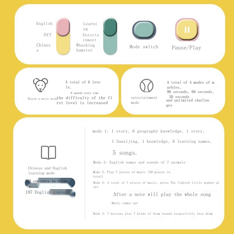 Đồ Chơi Hình Chuột hamster Trên 1-2 Tuổi Thông Minh Giáo Dục Sớm Cho Bé