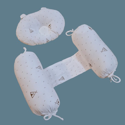 Gối Chặn Cho Bé Sơ Sinh⚡️FREE SHIP⚡️Bộ Gối Chặn Kèm Gối Chống Móp Đầu Cho Bé