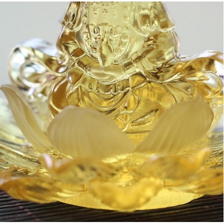 Tượng Phật Quan Âm Đài Sen Đá Ngọc Lưu Ly Cao Cấp Trang Trí Xe Ô Tô, Bàn làm Việc, Bàn Học, Phòng Khách,…