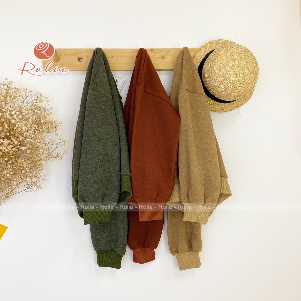 Áo nỉ thu đông cho bé trai gái ROLIA, chất dày dặn ấm áp, kiểu dáng Hàn Quốc A02