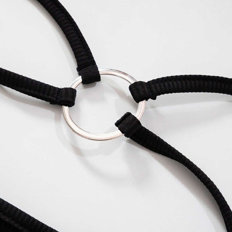 Set 2 Áo Croptop Tay Dài Phối Nút Chéo Thời Trang Đường Phố Cá Tính