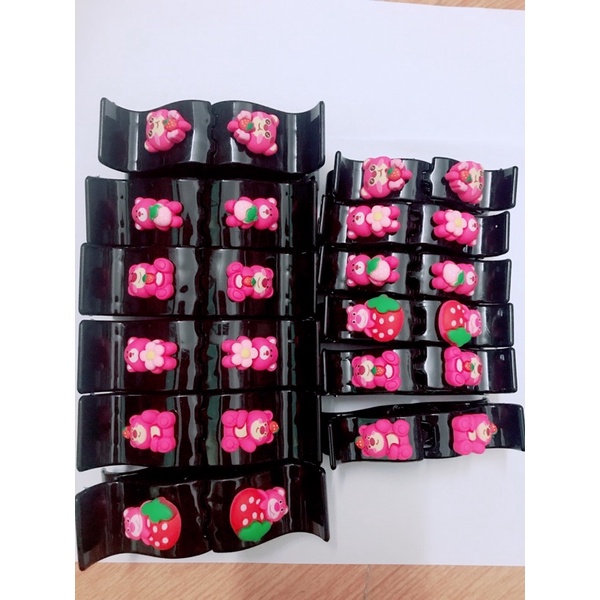 Sỉ 12 kẹp 3răng, 5răng mẫu gấu Hồng quả dâu