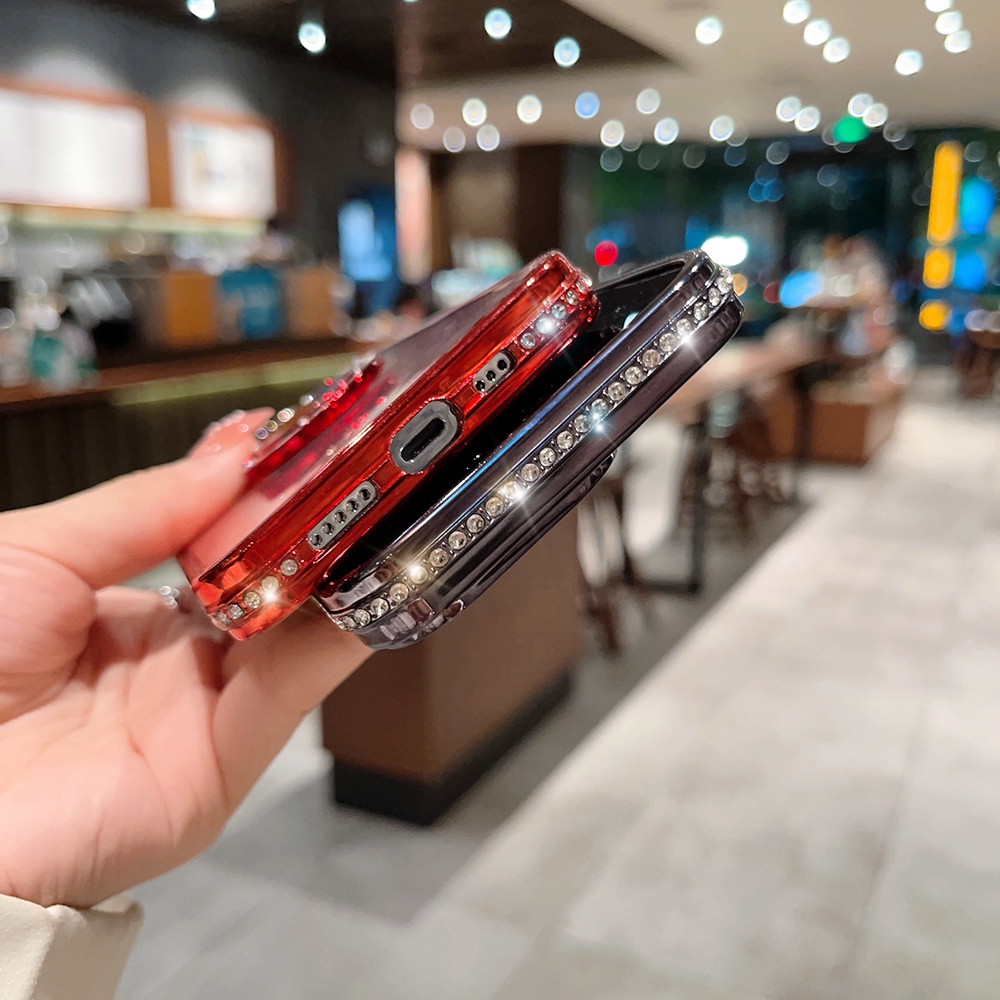 Ốp Điện Thoại Dẻo Đính Kim Cương Lấp Lánh Kèm Giá Đỡ Nhẫn Cho iphone 15 13 12 11 pro max iphone 14 pro max ip 14 plus