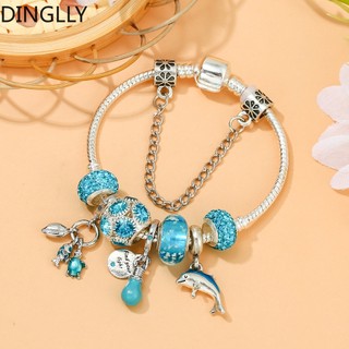 Vòng tay chuỗi hạt pha lê màu sắc xanh dương dạ quang độc đáo thời trang cho nữ