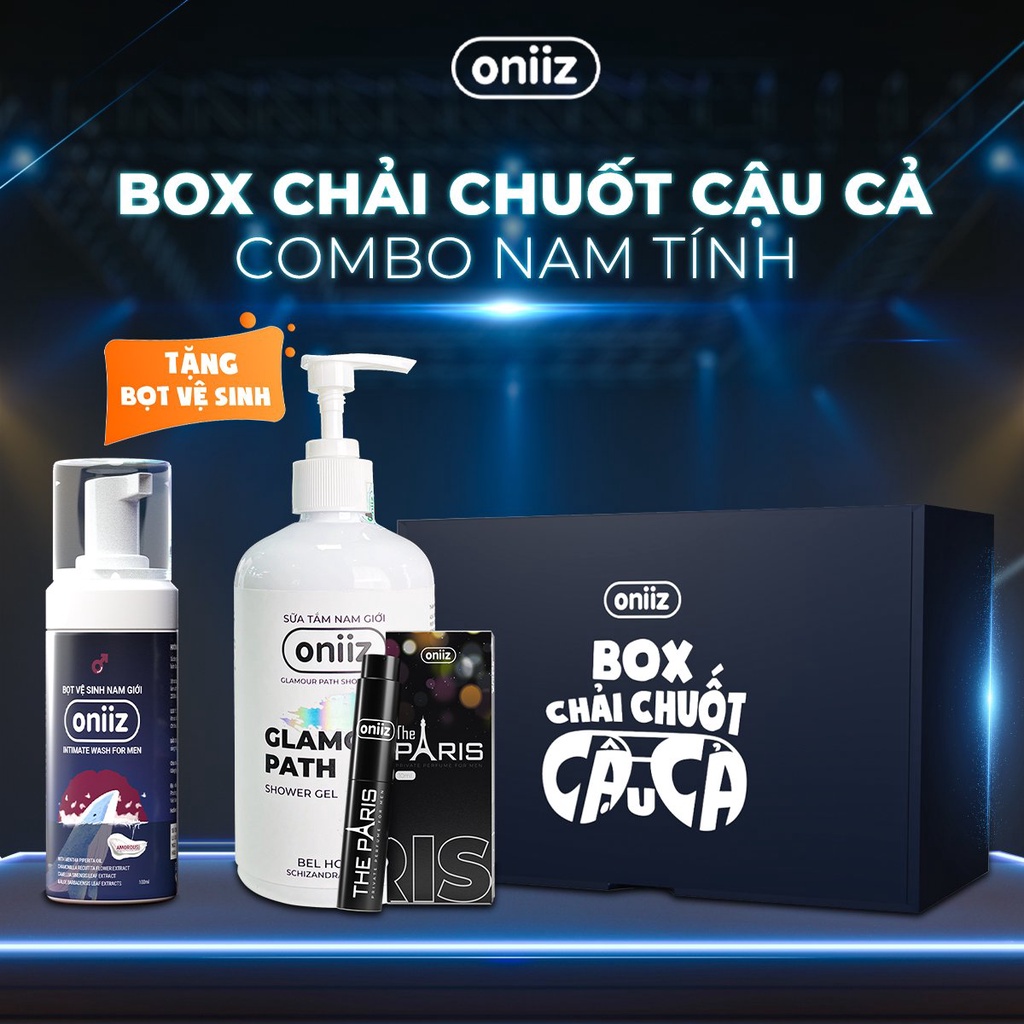 Bộ quà tặng nam giới Oniiz - Box Chải Chuốt Sữa tắm, nước hoa cao cấp, tặng bọt vệ sinh nam oniiz 100ml