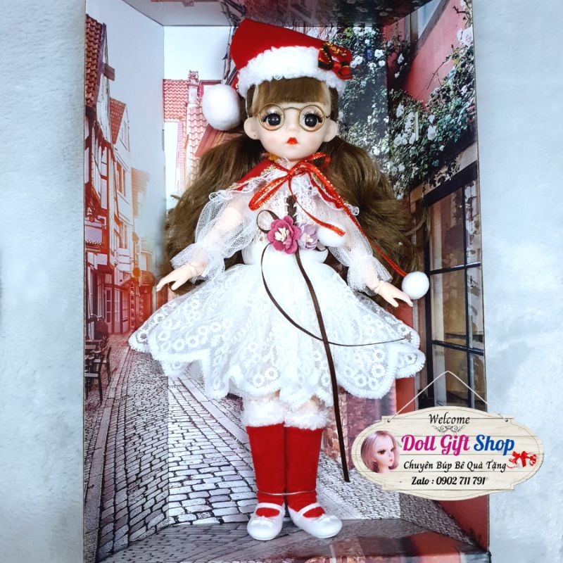 Búp bê hộp quà xinh 30cm mắt 3D có khớp, đồ chơi búp bê quà tặng đáng yêu cho bé gái - Doll Gift Shop