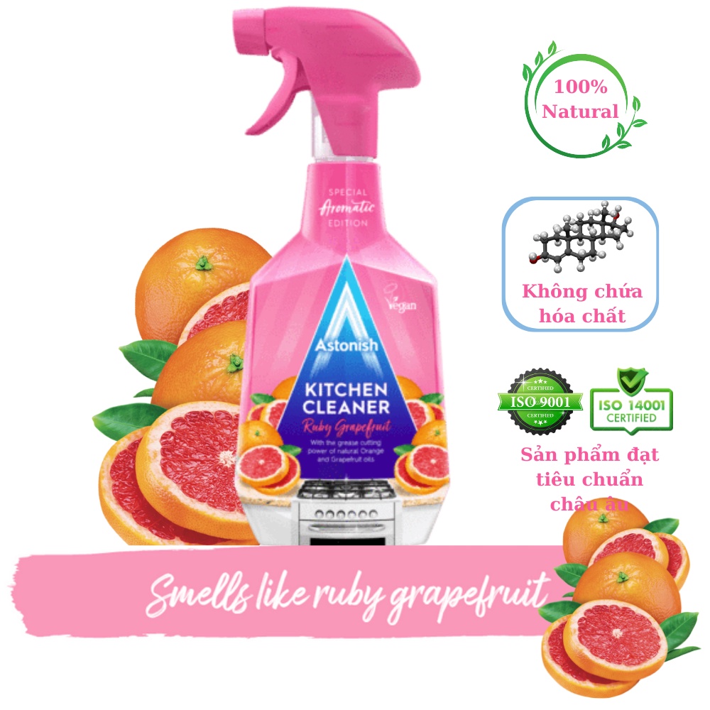Bình xịt tẩy dầu mỡ &amp; cháy khét hương chanh Astonish C3410 - 750ml
