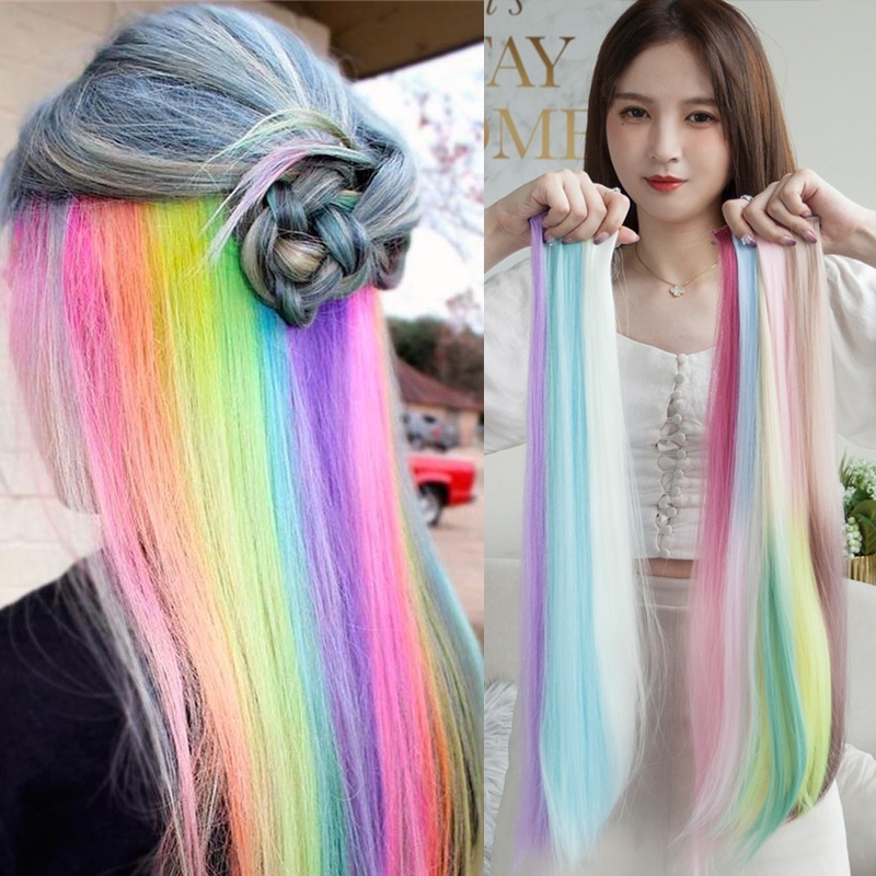 Tóc Giả Nối Dài 60cm Nhuộm Màu Ombre Dễ Thương Cho Nữ