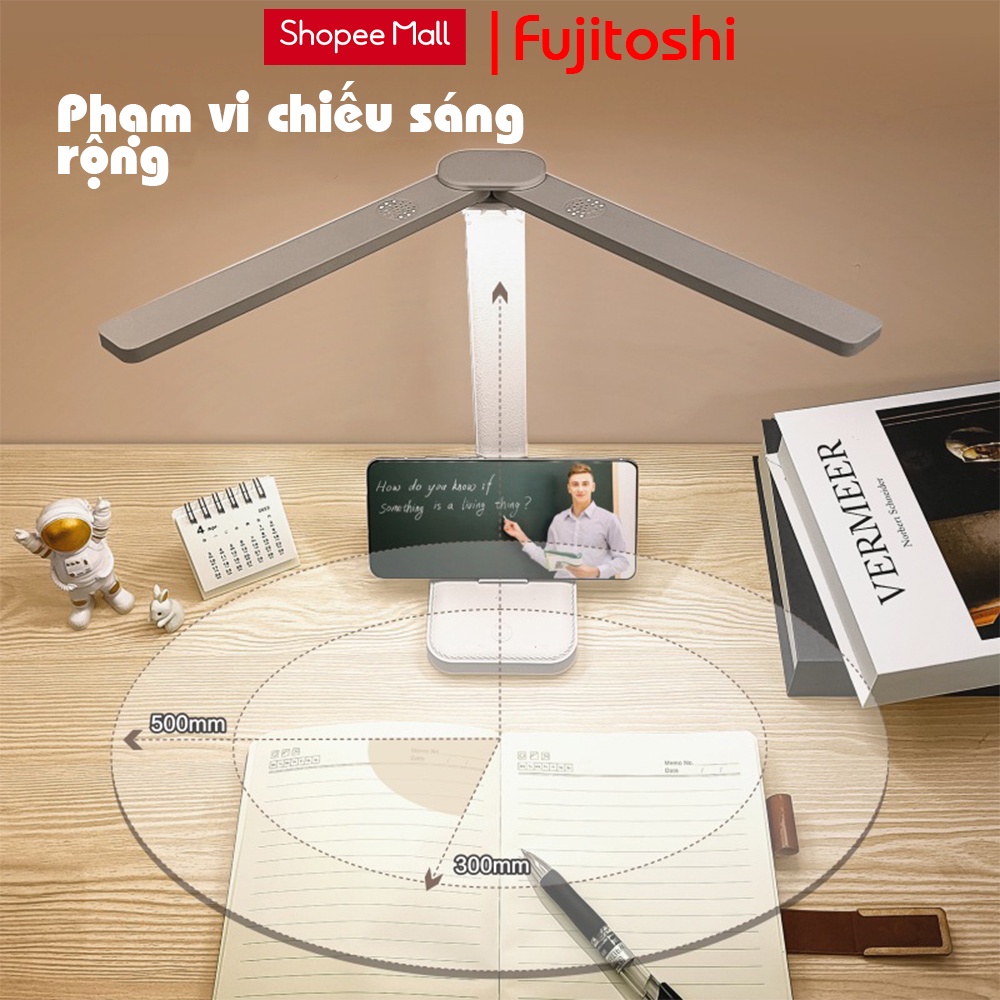 Đèn học chống cận thị Fujitoshi 3 LED 45CM bảo vệ thị lực phù hợp mọi lứa tuổi độ sáng 1360lux pin 2600mah