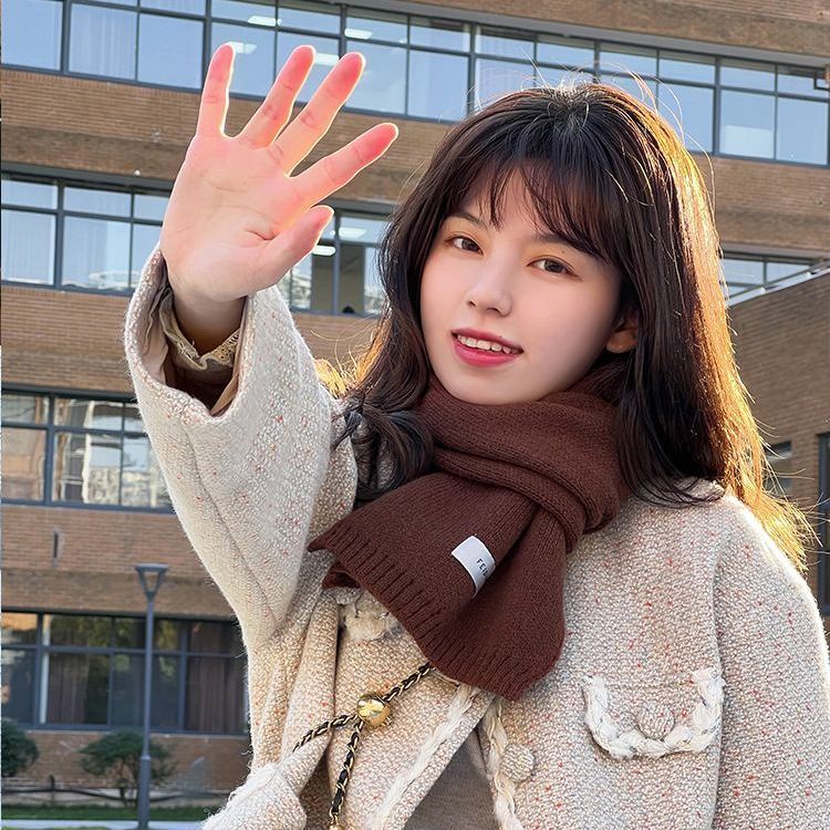 Khăn Choàng Dệt Kim Dày Dặn Giữ Ấm Mùa Thu Đông Phong Cách Nhật Hàn