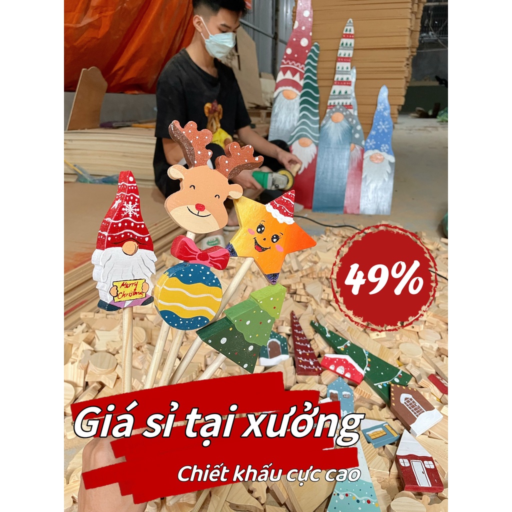 Đũa thần Noel bằng gỗ trang trí nhà cửa