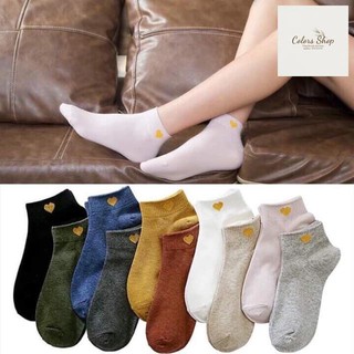 Set 10 Đôi Tất Trái Tim Cổ Ngắn Sợi Dệt Vàng Kim ( Kèm Túi Rút )