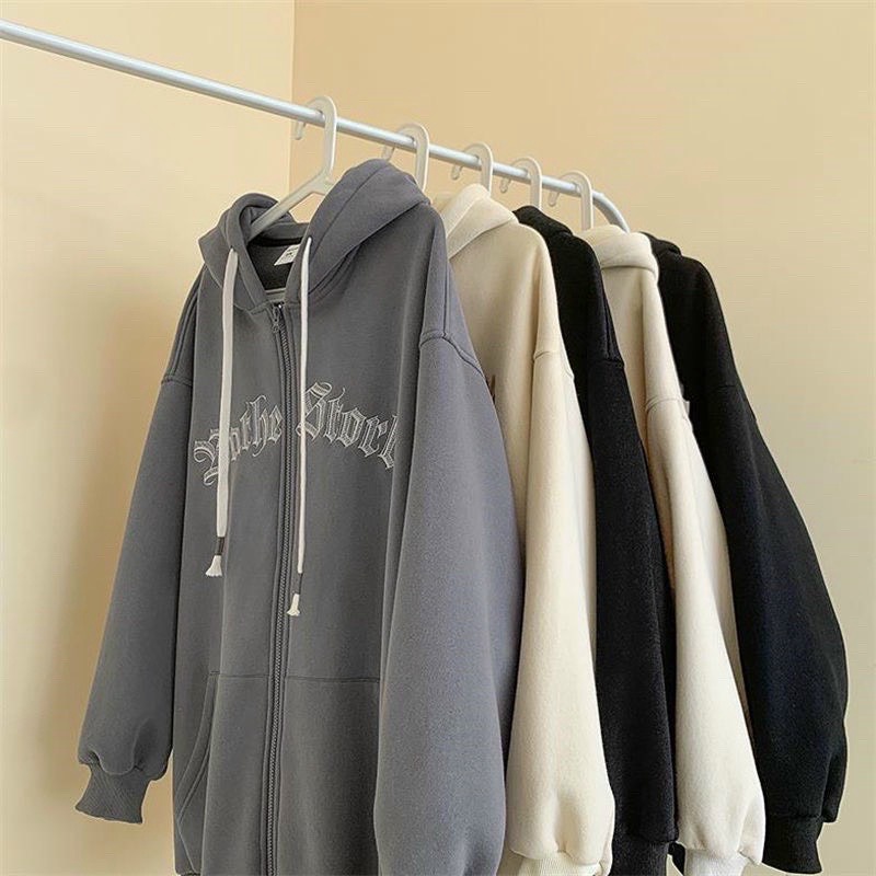 Áo hoodie zip nỉ nam nữ form rộng chất nỉ bông 2 lớp dày dặn cho nam nữ chống nắng, chống lạnh cực dễ thương.