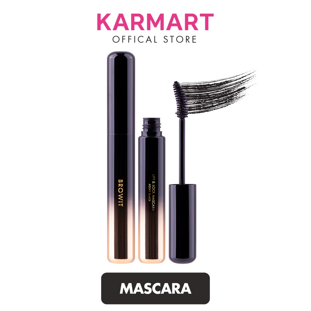 Mascara BROWIT Lift &amp; Lock Mascara #Sexy Black, Chuốt Mi Siêu Tơi, Dày Gấp 3 Lần