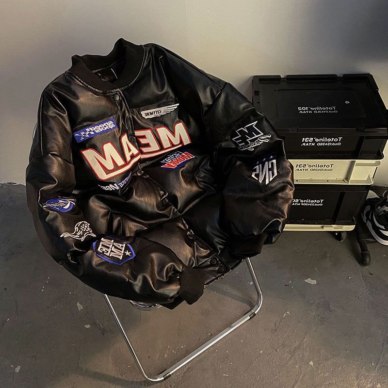 Áo khoác phao Da PU siêu ấm, phong cách Hip Hop