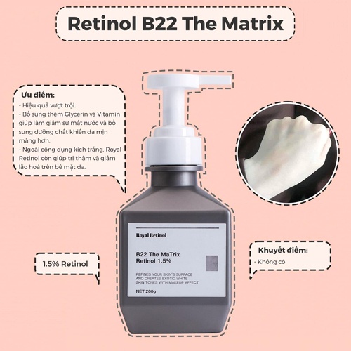 Kem ủ trắng Royal Retinol B22 The Matrix | Kem Ủ Trắng Body Retinol 1.5%