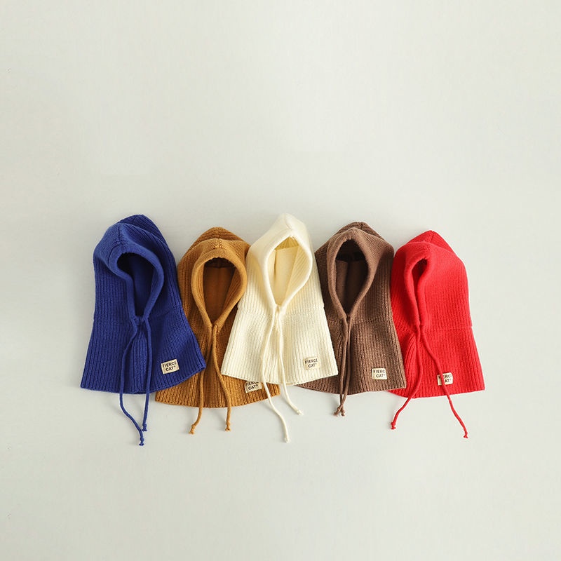 Mũ Len Trùm Đầu Tích Hợp Khăn Choàng Cổ Bảo Vệ Tai Thời Trang Thu Đông Cho Bé