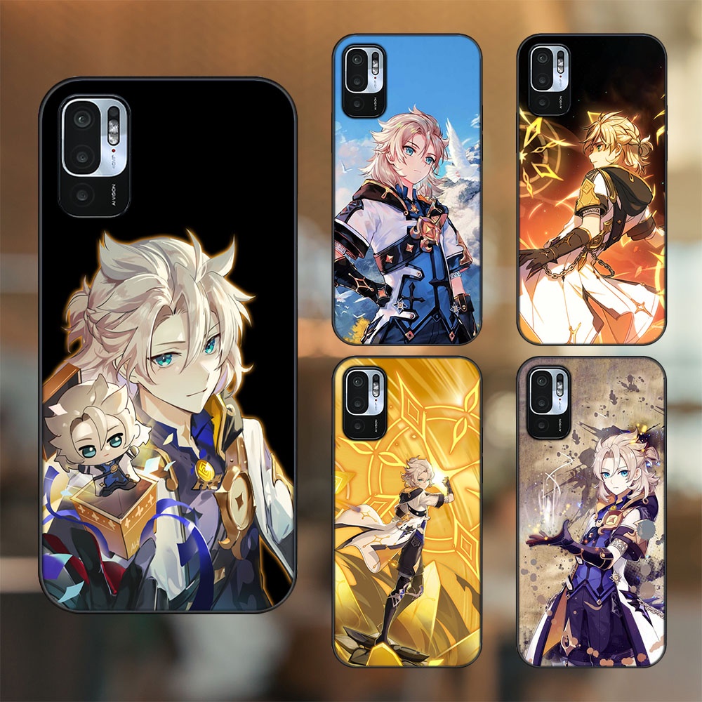 Ốp lưng Xiaomi Redmi Note 10 5G viền đen in hình Albedo Genshin Impact