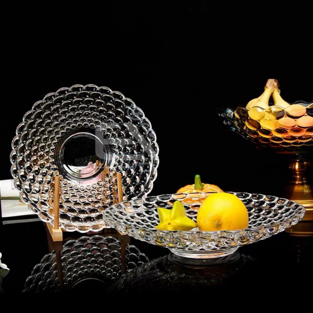 Đĩa thuỷ tinh nhiều mẫu đựng hoa quả trang trí nhà cửa ngày tết, dĩa thủy tinh đựng bánh kẹo hoa quả