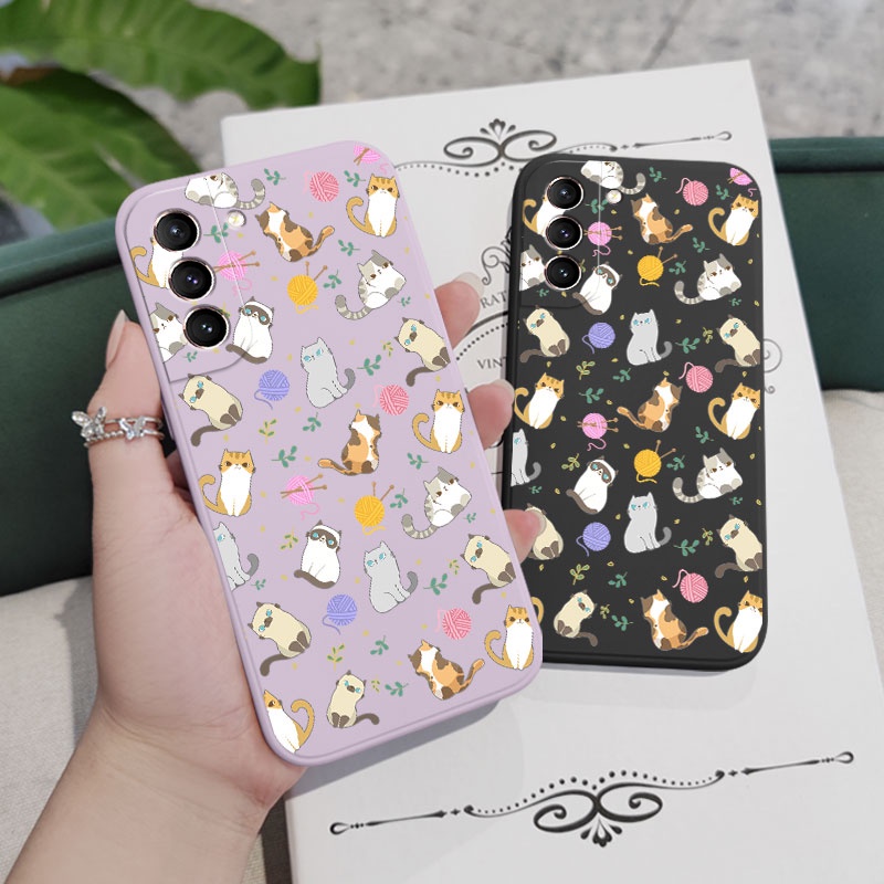 Ốp Điện Thoại Hình Mèo Dễ Thương Cho Samsung Galaxy S21 S20 FE Ultra Plus