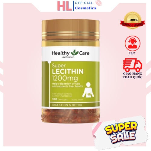 Mầm đậu nành Lecithin Healthy Care super 1200mg 100 viên, Hỗ trợ tăng cường nội tiết tố nữ, myphamhanhluan