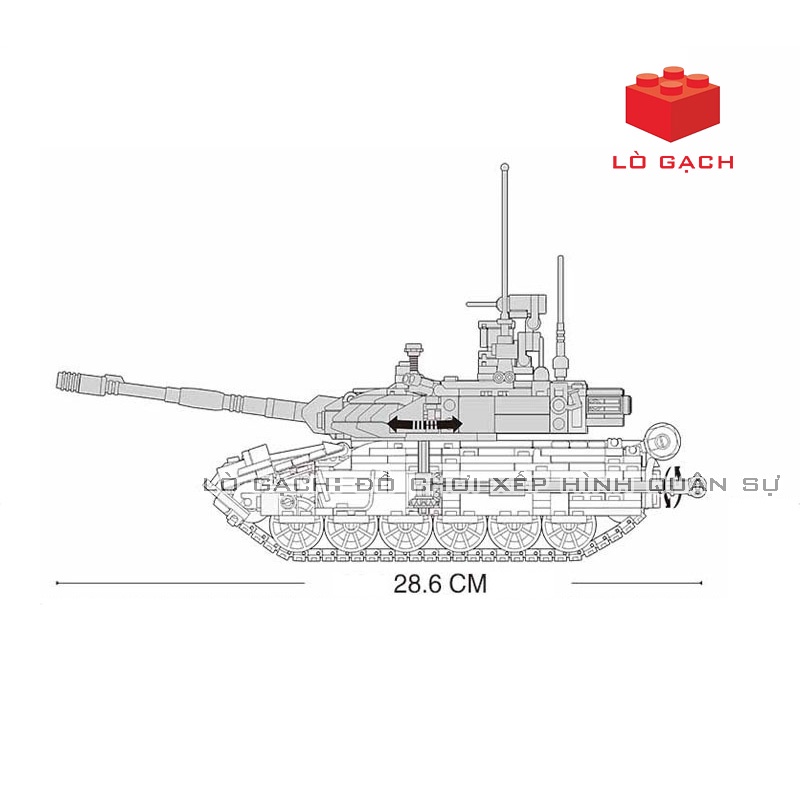 Bộ xếp hình xe tăng T90MS quân đội Nga 758 chi tiết