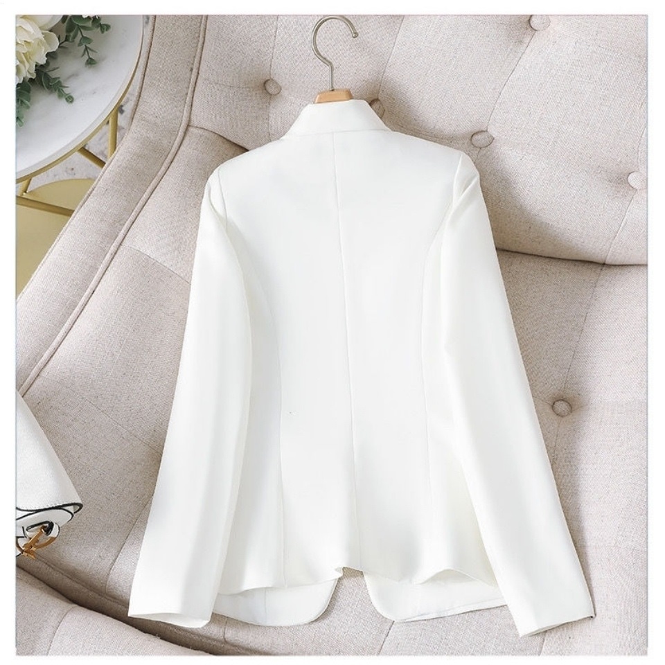 Áo Khoác Vest Tay Dài Ôm Eo Màu Đen / Trắng Phong Cách Hàn Quốc Thời Trang Xuân Thu Cho Nữ