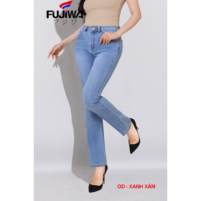 Quần Jean Nữ Ống Đứng Không Ôm FUJIWA - OD. Jeans Có Thun Co Giãn, Mặc Rất Thoải Mái, Lưng Cao Ngang Rốn. Size: 26 - 32