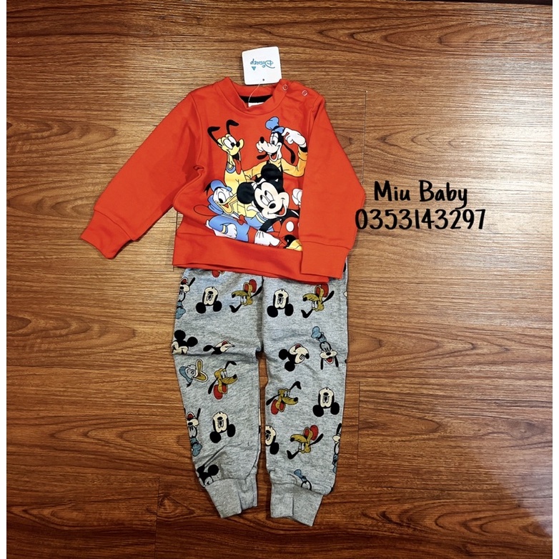 Set bộ Mickey đỏ phối xám bé trai
