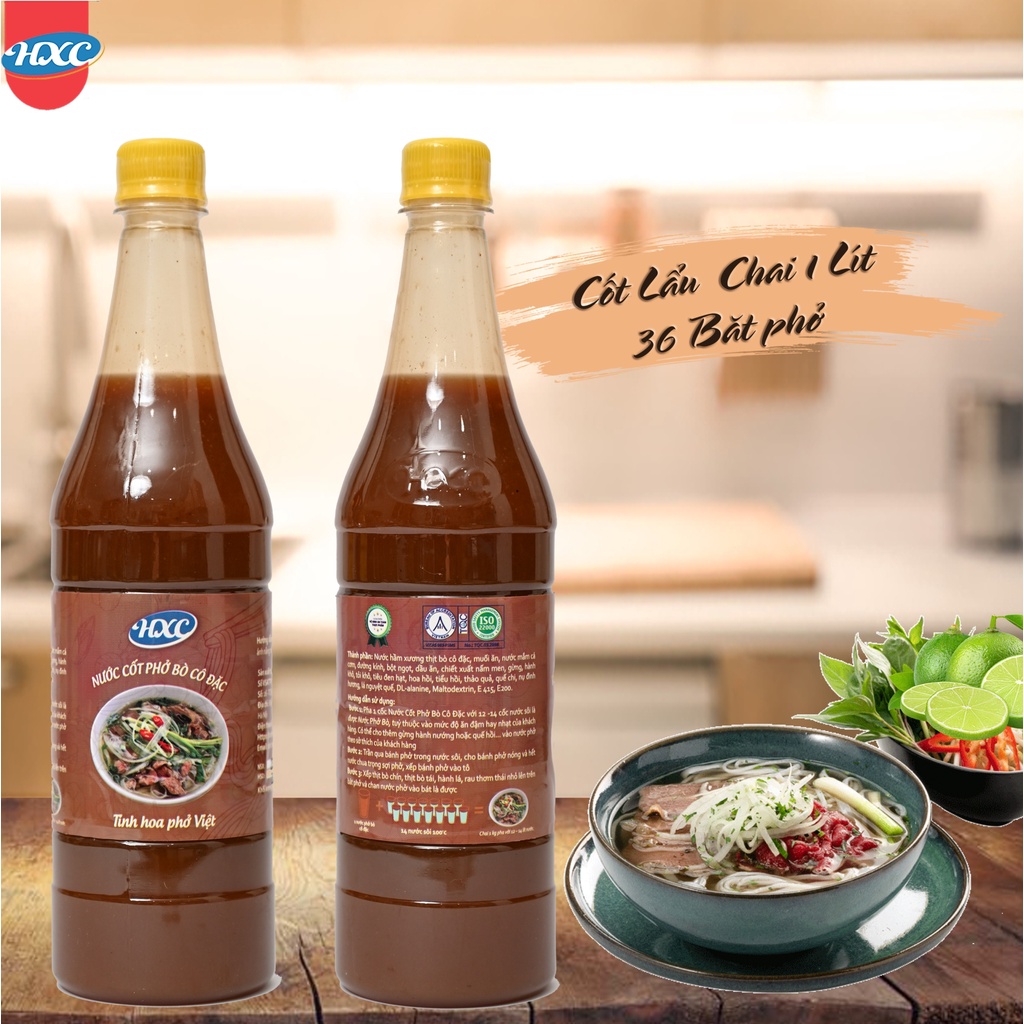 (MUA 10 TẶNG 1) Nước Cốt Phở Bò Cô đặc Chai 1 Lít (36 Bát Phở bò)