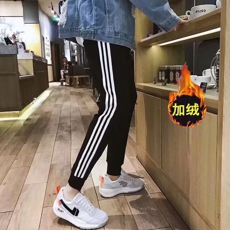 Quần Legging Thể Thao Ba Sọc Trắng Đen Thời Trang Thu Đông Cho Nam Size S-5XL