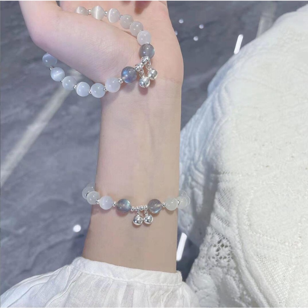 Kilii Ins Vòng Tay Chuỗi Hạt Mặt Trăng Xám Thời Trang Cho Nữ