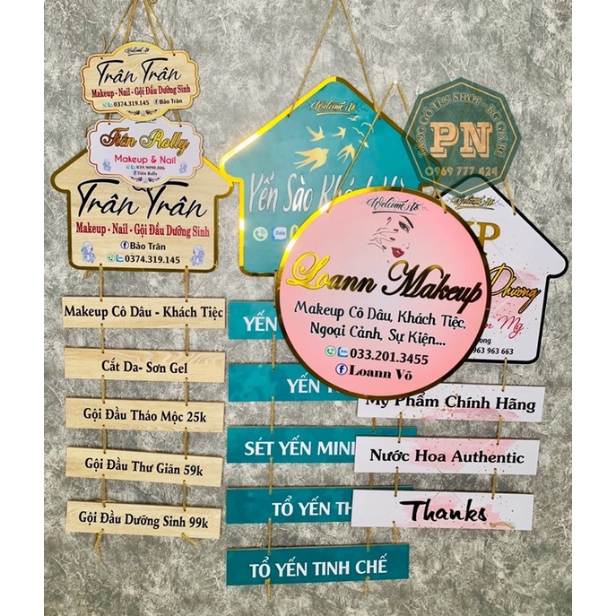 Bảng Hiệu Gỗ Treo Shop,Trang Trí Tiệm Nail,Mi,Spa,Thiết Kế Theo Yêu Cầu