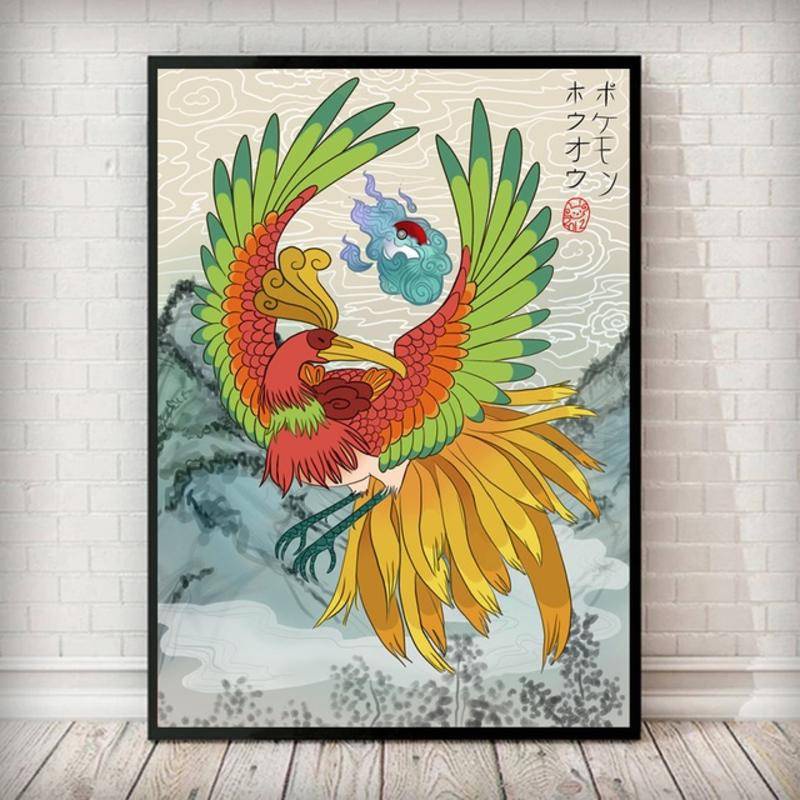 Tranh Vải Cuốn Treo Tường Họa Tiết Hoạt Hình Pokemon