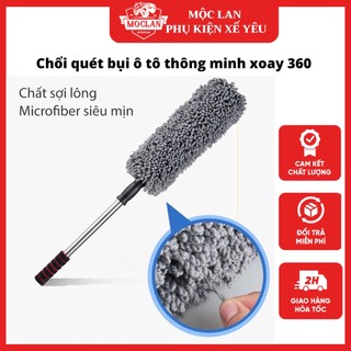 Chổi dầu lau rửa xe ô tô chuyên dụng - chổi lông tròn có cán rút gọn - Mộc Lan Phụ Kiện Xế Yêu