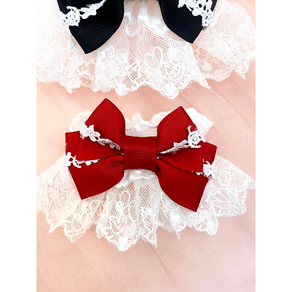 ⚡HOT⚡ Ren cổ tay Wristcuff đỏ/ đen phối ren trắng phụ kiện Lolita siêu xinh