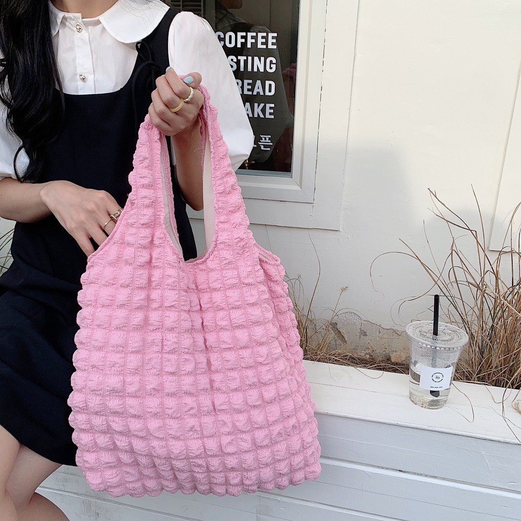 Túi Tote xốp ô vuông Ulzzang Bigsize 3 màu ,Túi đeo vai có lớp lót hàng cao cấp